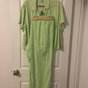 Light Green Linen Two-Piece Outfit